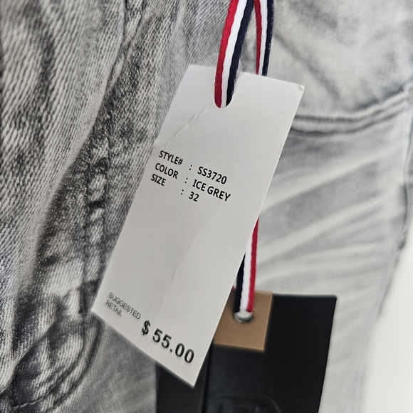 Skinny Fit Men's Gray Shorts with Stretch Size 32 - Picture 5 of 14